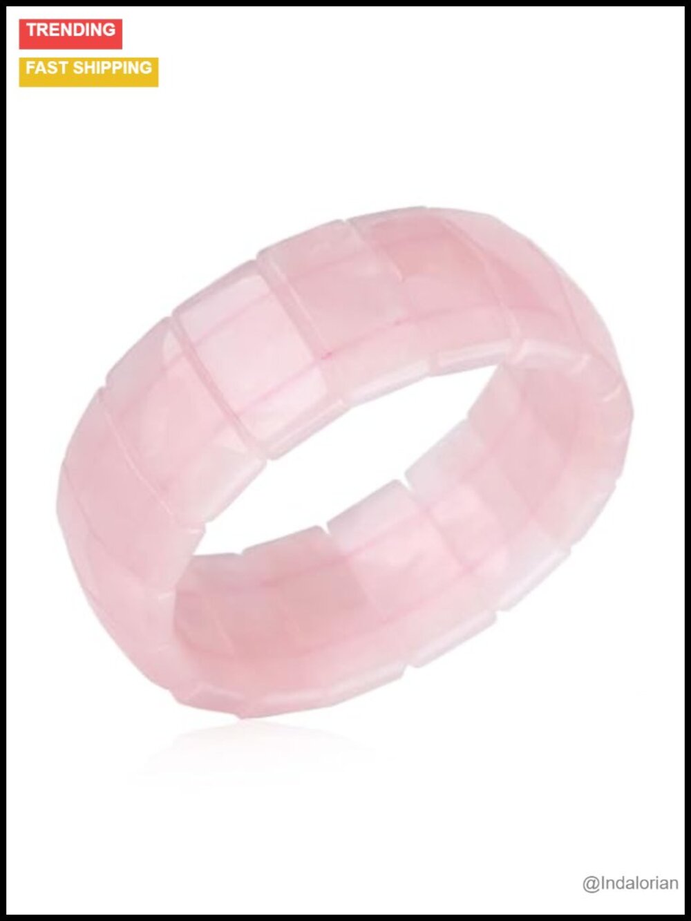 Natural Rose Quartz Stretch Beaded Bracelet Gemstone Charm Bangle